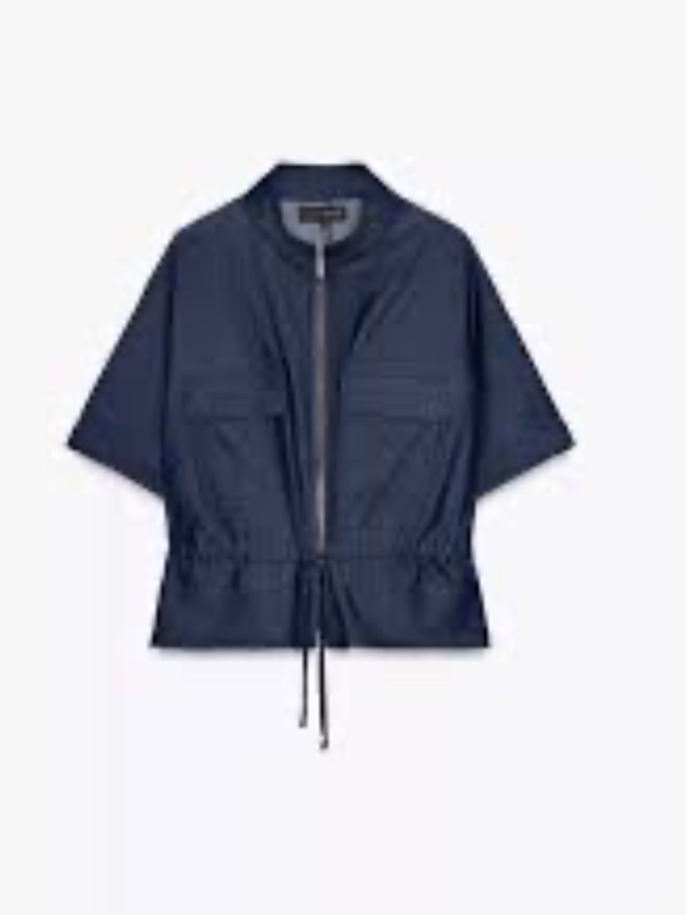 Zara Navy Utility Zip-Front Short-Sleeve Jacket